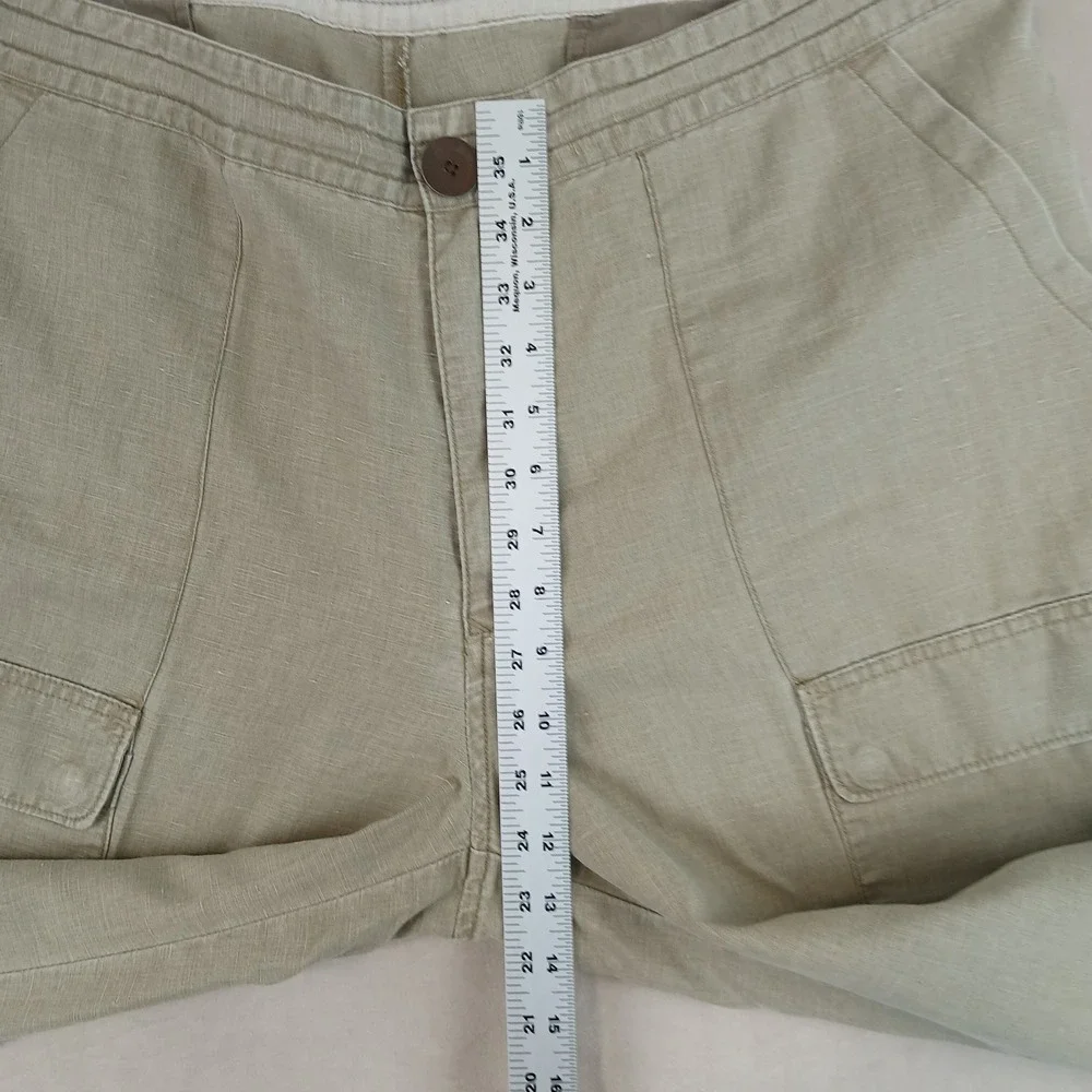 Tommy Bahama Island Soft 38x26 Mens Pants Linen Beach Casual Khaki Baggy Cropped